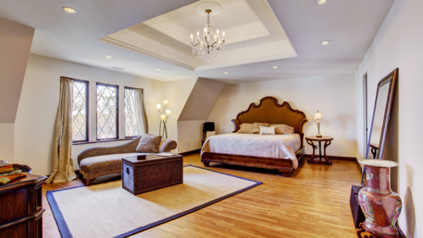 Luxury Bedroom with Ceiling Lamp