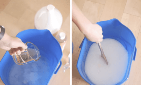 Soap and water to deep clean hardwood floors