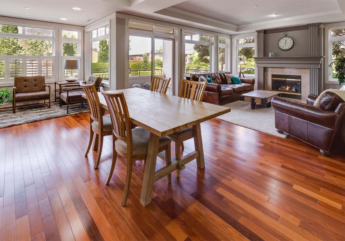 Beautiful living room with hardwood floor install in Woodland Hills, Los Angeles, CA